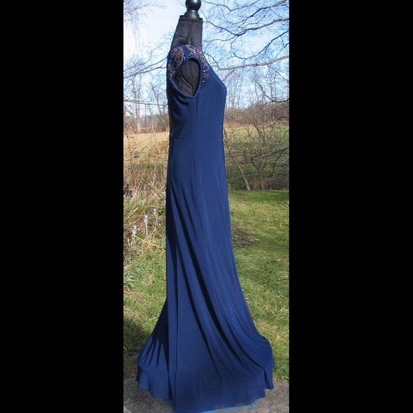 Navy Cachet Evening Gown D23006 - Picture 3 of 3